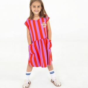 Dress - Lotie Pool Party Red Stripes Magenta - Lotiekids
