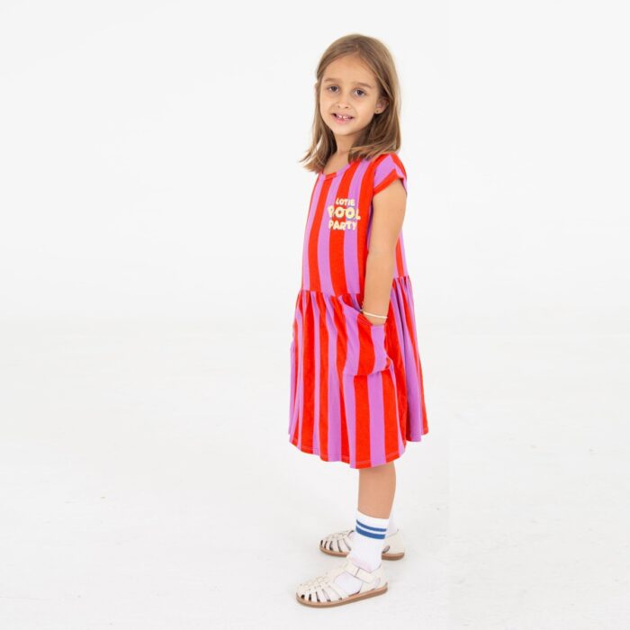 Dress - Lotie Pool Party Red Stripes Magenta - Lotiekids Dress - Lotie Pool Party Red Stripes Magenta - Lotiekids