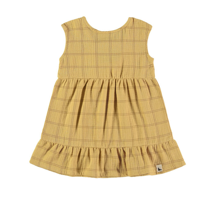 Dress - Nina Squares Mustard - Babyclic Dress - Nina Squares Mustard - Babyclic