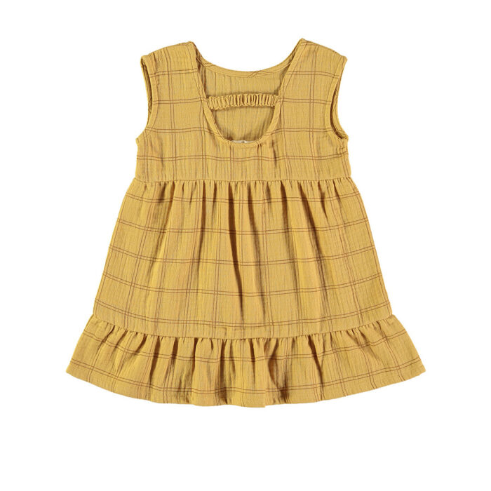 Dress - Nina Squares Mustard - Babyclic Dress - Nina Squares Mustard - Babyclic