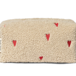 Ecru Teddy Hearts Pouch - Studio Noos