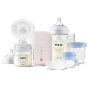 Elektrische Draadloze Borstkolf + Set met bewaarbekers - Avent Natural