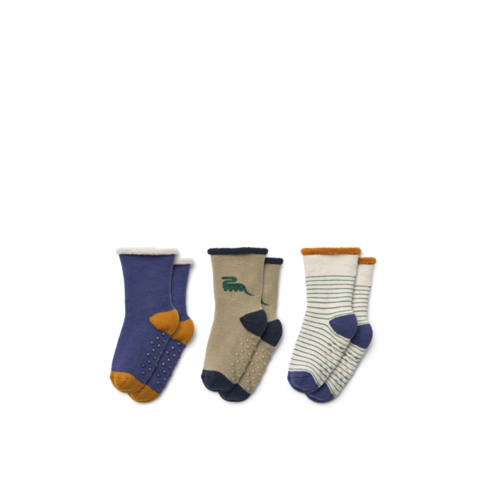 Eloy Baby Socks 3-Pack - Dino / Mist mix - Liewood Eloy Baby Socks 3-Pack - Dino / Mist mix - Liewood