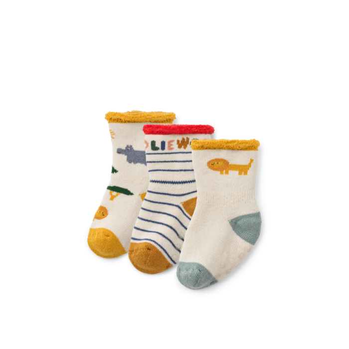 Eloy Baby Socks 3-Pack - Safari / Sandy mix - Liewood Eloy Baby Socks 3-Pack - Safari / Sandy mix - Liewood
