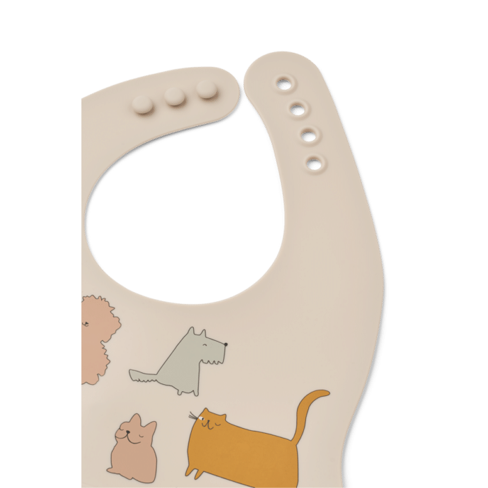 Ember Printed Bib 2-pack - Cats and Dogs / Sandy - Liewood