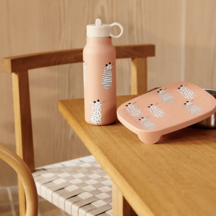 Falk Water Bottle 350 ml - Cat / Tuscany rose - Liewood