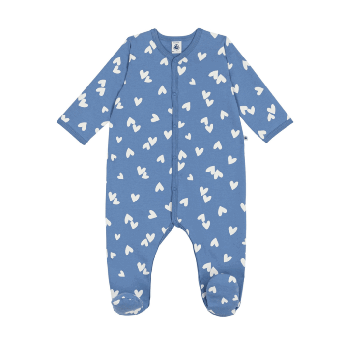 Fleece Pyjama - Hearts Blue - Petit Bateau Fleece Pyjama - Hearts Blue - Petit Bateau