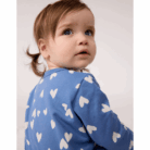 Fleece Pyjama - Hearts Blue - Petit Bateau