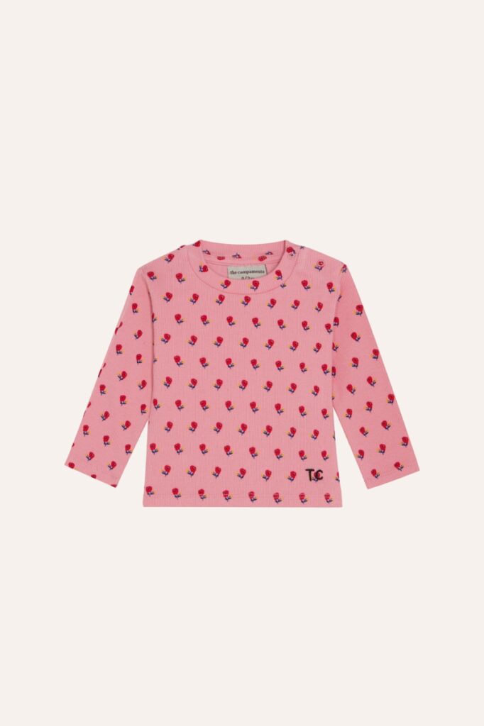 Flowers Pink Baby Tshirt - Pink - The Campamento