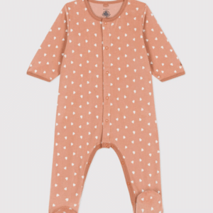 Fluwelen Babypyjama - Coral Hartjes - Petit Bateau