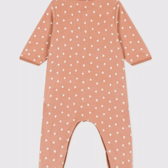 Fluwelen Babypyjama - Coral Hartjes - Petit Bateau Fluwelen Babypyjama - Coral Hartjes - Petit Bateau