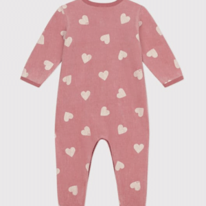 Fluwelen Babypyjama - Hearts Rose - Petit Bateau