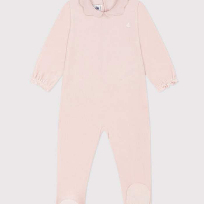 Fluwelen Babypyjama - Rose - Petit Bateau Fluwelen Babypyjama - Rose - Petit Bateau
