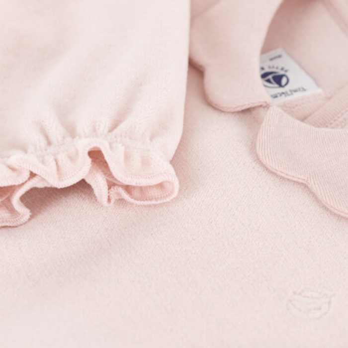 Fluwelen Babypyjama - Rose - Petit Bateau Fluwelen Babypyjama - Rose - Petit Bateau