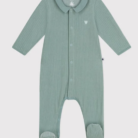 Fluwelen Babypyjama Collar - Groen - Petit Bateau