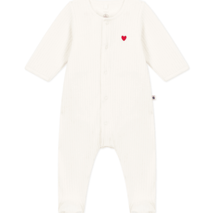 Fluwelen Bodyjama - Hartje - Petit Bateau Fluwelen Bodyjama - Hartje - Petit Bateau