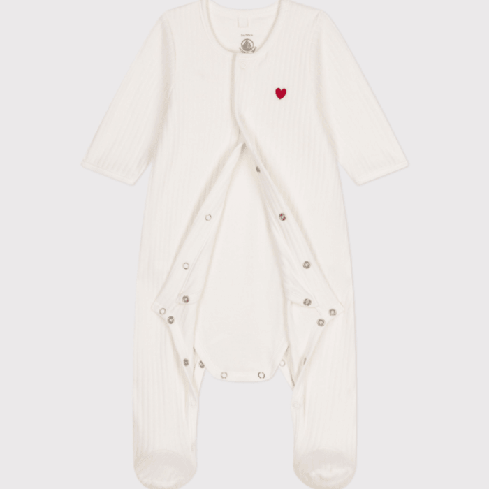 Fluwelen Bodyjama - Hartje - Petit Bateau Fluwelen Bodyjama - Hartje - Petit Bateau