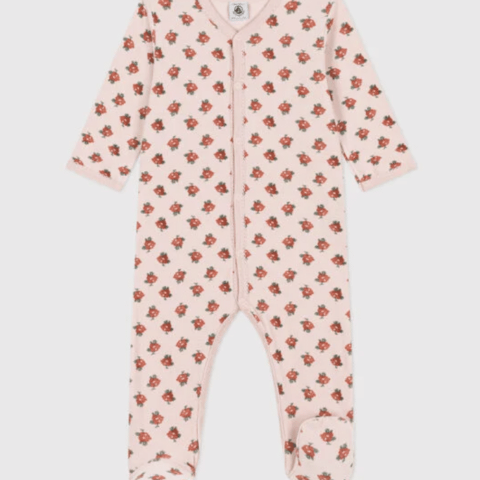 Fluwelen Pyjama - Bloemenprint - Petit Bateau Fluwelen Pyjama - Bloemenprint - Petit Bateau