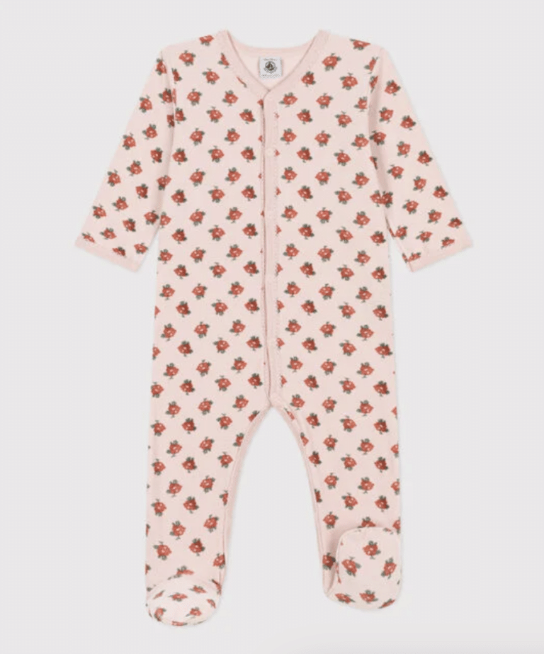 Fluwelen Pyjama - Bloemenprint - Petit Bateau
