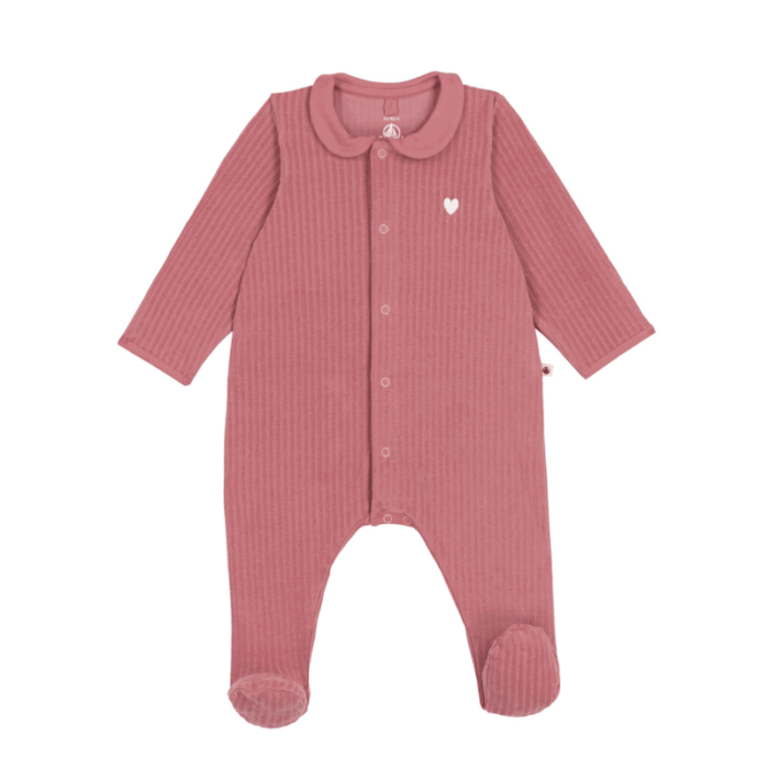 Fluwelen Pyjama Kraagje - Pink - Petit Bateau Fluwelen Pyjama Kraagje - Pink - Petit Bateau
