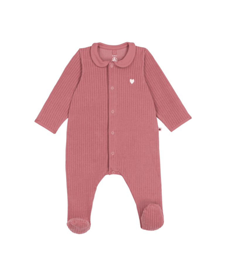 Fluwelen Pyjama Kraagje - Pink - Petit Bateau