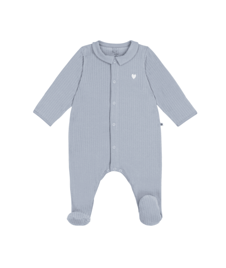 Fluwelen Pyjama Kraagje - Soft Blue - Petit Bateau