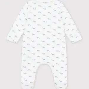 Fluwelen Pyjama Kraagje - Walvisjes - Petit Bateau Fluwelen Pyjama Kraagje - Walvisjes - Petit Bateau