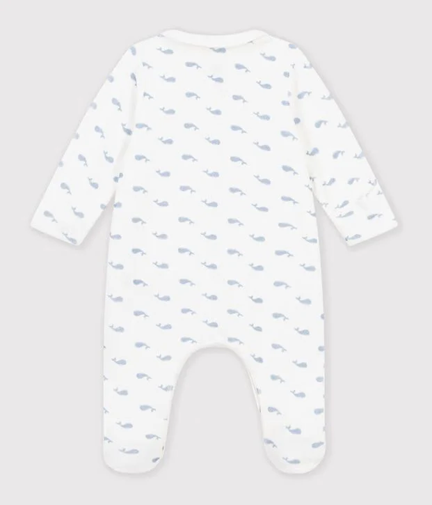 Fluwelen Pyjama Kraagje - Walvisjes - Petit Bateau Fluwelen Pyjama Kraagje - Walvisjes - Petit Bateau