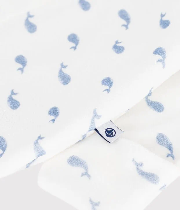Fluwelen Pyjama Kraagje - Walvisjes - Petit Bateau Fluwelen Pyjama Kraagje - Walvisjes - Petit Bateau