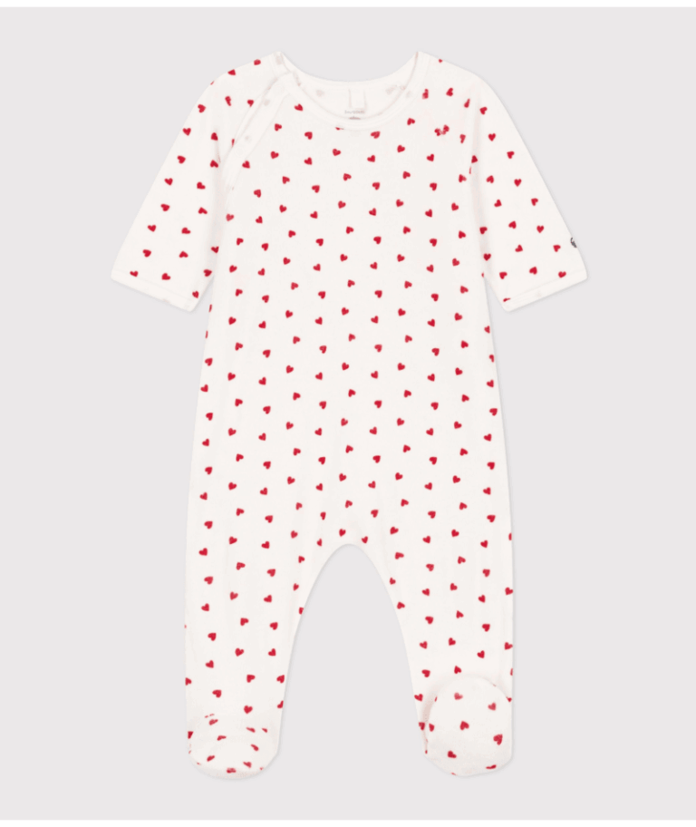 Fluwelen pyjama - Hartjes - Petit Bateau