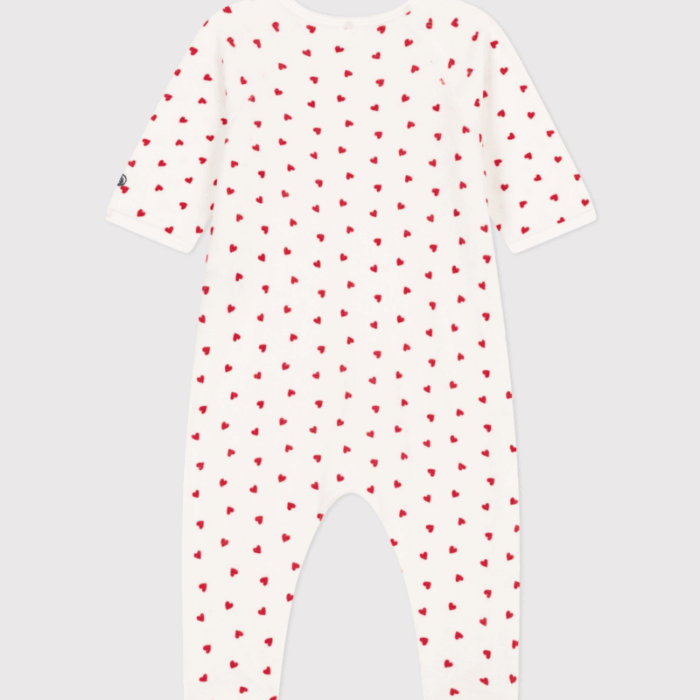 Fluwelen pyjama - Hartjes - Petit Bateau Fluwelen pyjama - Hartjes - Petit Bateau