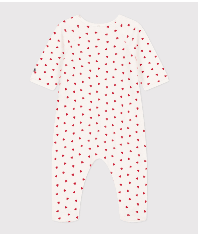 Fluwelen pyjama - Hartjes - Petit Bateau