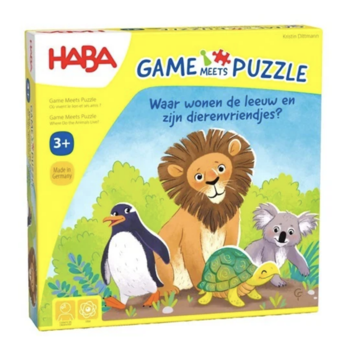 Game meets Puzzle - Waar wonen de leeuw en zijn dierenvriendjes? - Haba