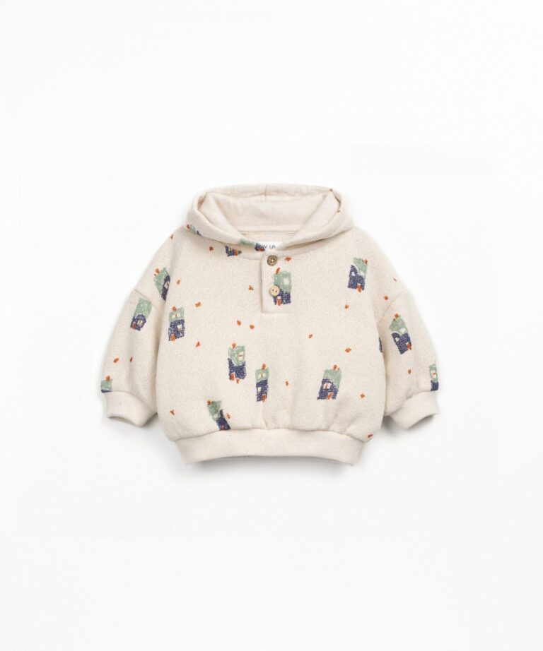 Hooded Printed Jersey Sweater - Pencil - Play Up