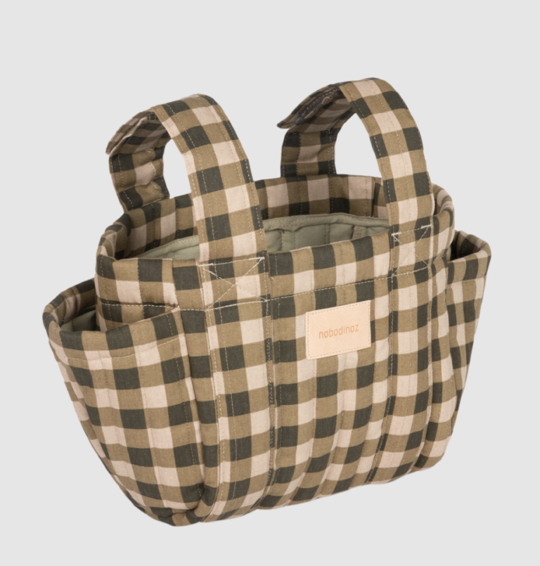 Hyde Park Stroller Organizer - Green Checks - Nobodinoz