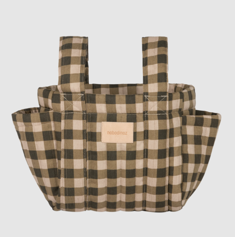 Hyde Park Stroller Organizer - Green Checks - Nobodinoz Hyde Park Stroller Organizer - Green Checks - Nobodinoz