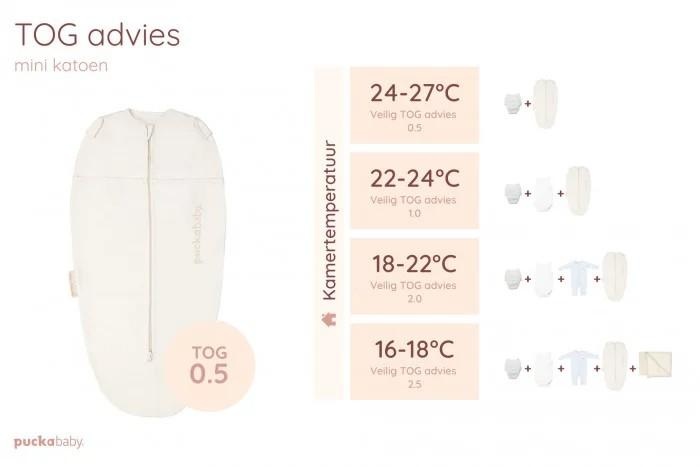 Inbakerslaapzak Mini 3/6M - Cotton - Pure - Puckababy