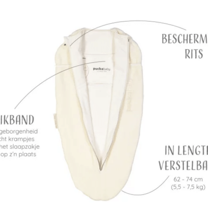 Inbakerslaapzak Mini 3/6M - Teddy - Pure - Puckababy