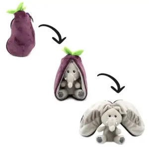 Inside Out Knuffel - Elephant/Eggplant - Les Ptipotos