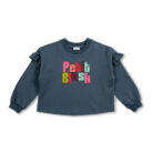 June Ruffle Sweater - Stormy Weather - Petit Blush