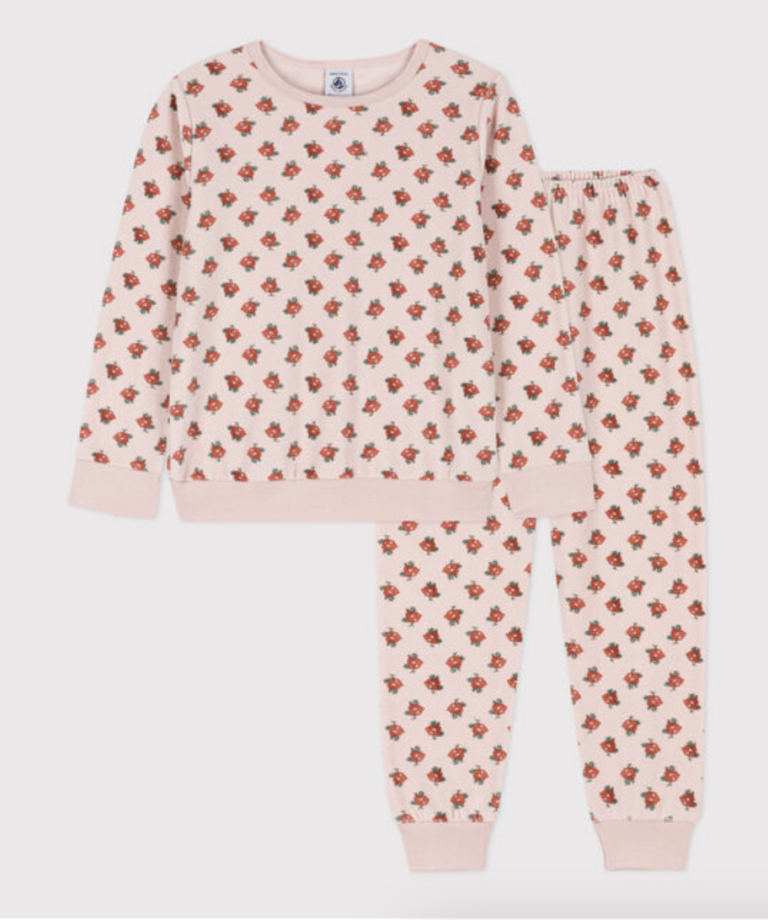 Junior Fluwelen Pyjama - Flowers - Petit Bateau