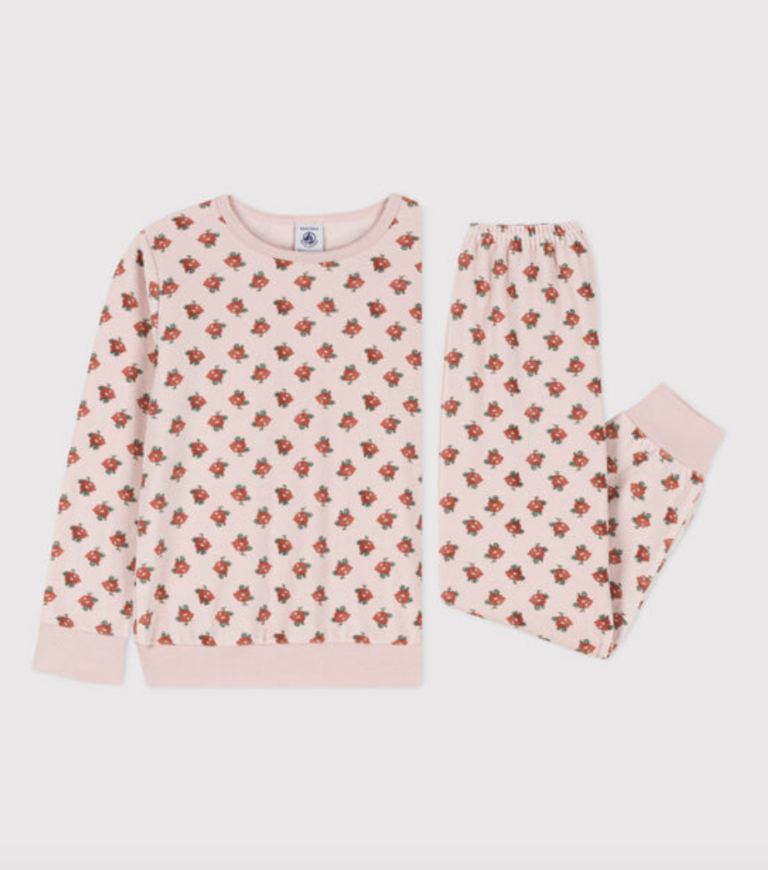 Junior Fluwelen Pyjama - Flowers - Petit Bateau Junior Fluwelen Pyjama - Flowers - Petit Bateau