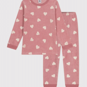 Junior Fluwelen Pyjama - Hearts Rose - Petit Bateau