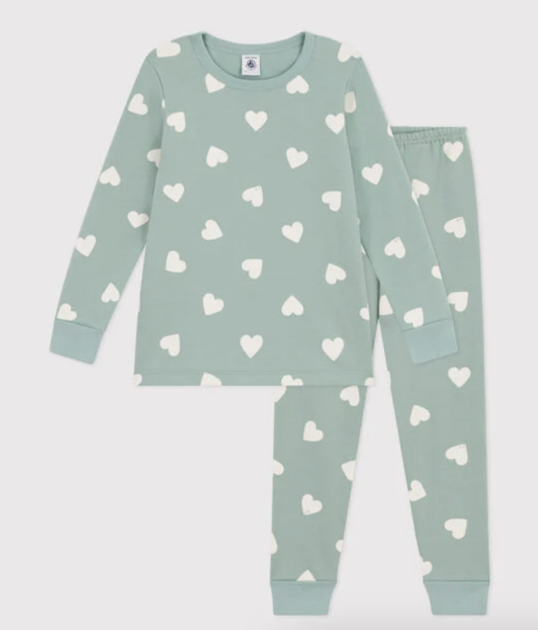 Junior Pyjama - Sage Hearts - Petit Bateau