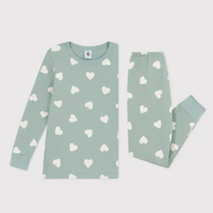 Junior Pyjama - Sage Hearts - Petit Bateau Junior Pyjama - Sage Hearts - Petit Bateau