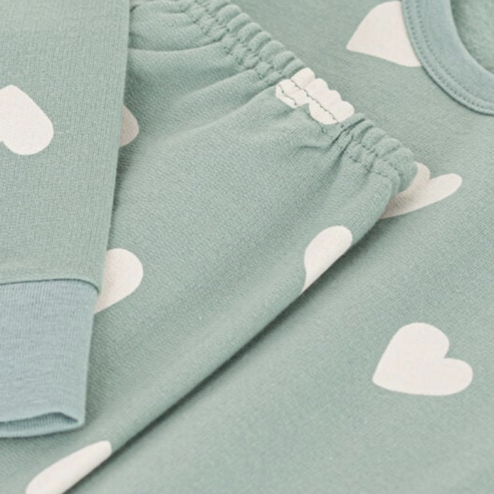 Junior Pyjama - Sage Hearts - Petit Bateau Junior Pyjama - Sage Hearts - Petit Bateau