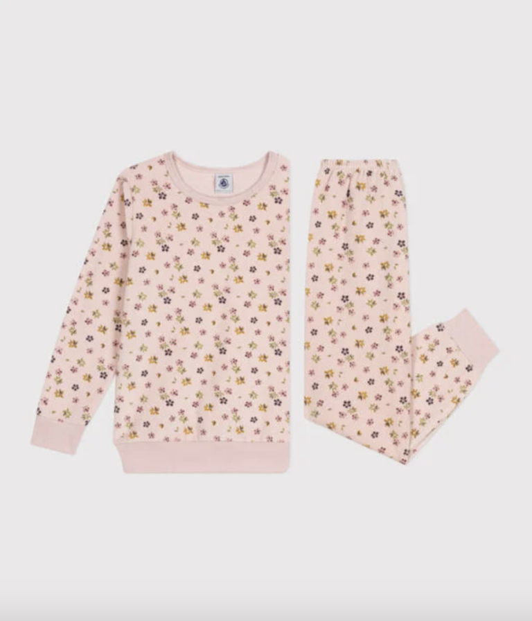 Junior Velours Pyjama - Flowers - Petit Bateau Junior Velours Pyjama - Flowers - Petit Bateau