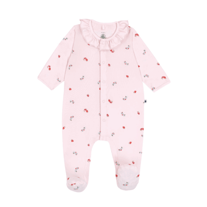Katoenen Babypyjama - Bloemenprint roze - Petit Bateau Katoenen Babypyjama - Bloemenprint roze - Petit Bateau