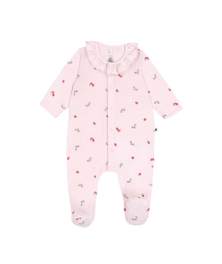 Katoenen Babypyjama - Bloemenprint roze - Petit Bateau