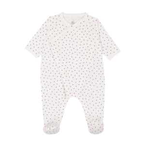 Katoenen Babypyjama - Hartjesprint rood - Petit Bateau